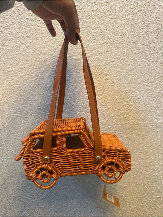 Tommy Bahama Handbags - Tommy Bahama Orange Wicker Car-Shaped Mini Bag with Tan Straps